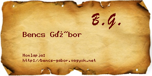 Bencs Gábor névjegykártya